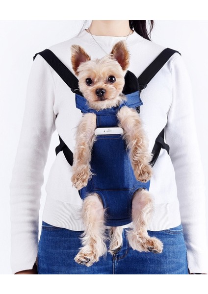 Shop Göğüs Sırt Çantası Evcil Hayvan Taşıyıcı Çanta Üzerinde Katlanabilir Köpek, Renk: Mavi Denim (Yurt Dışından)