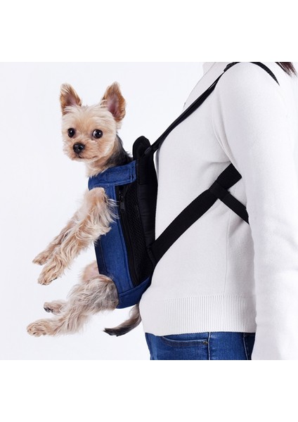 Shop Göğüs Sırt Çantası Evcil Hayvan Taşıyıcı Çanta Üzerinde Katlanabilir Köpek, Renk: Mavi Denim (Yurt Dışından)