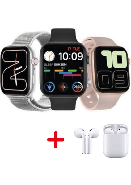 Akıllı Saat 99 + Kulaklık Dokunmatik Türkçe Menü Arama Cevaplama Kablosuz Şarj modelleri