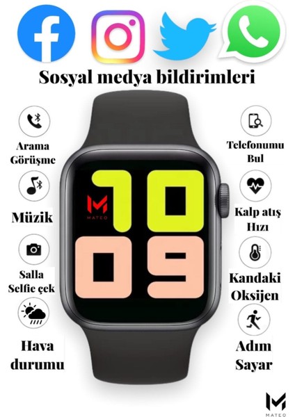 Akıllı Saat Nabız ve Tansiyon Ölçer Arama Özellikli Çift Tuş Aktif T500 Son Sürüm Ios/androıd Uymlu
