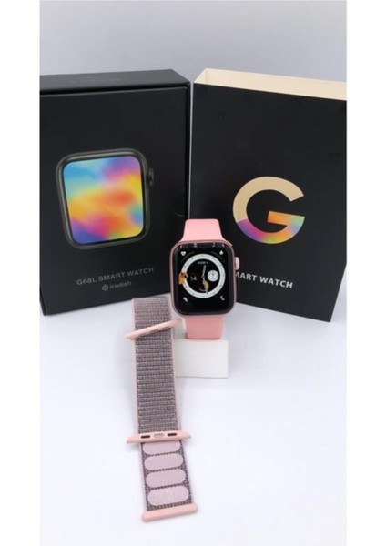 G68L Çift Tuş Aktif -Çift Kordon Akıllı Saat-Rose