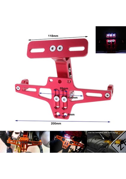 Cnc Alüminyum Motosiklet Plaka Plakası Braket Kiti Kırmızı (Yurt Dışından) modelleri