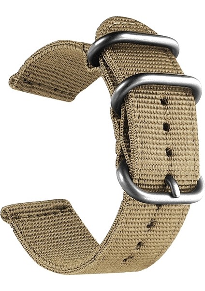 20 Mm Yıkanabilir Naylon Kanvas Kordonlu Saat Gümüş Yüzük Tokalı Haki (Yurt Dışından)