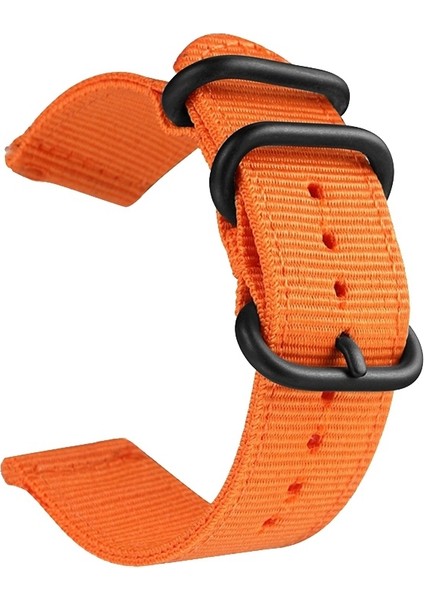 24 Mm Yıkanabilir Naylon Kanvas Kordonlu Saat Siyah Halka Tokalı Turuncu (Yurt Dışından)