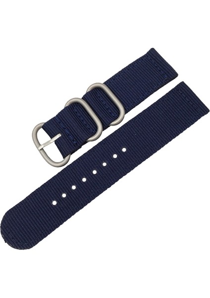 24 Mm Yıkanabilir Naylon Kanvas Kordonlu Saat Gümüş Yüzük Tokalı Lacivert (Yurt Dışından) fiyatları