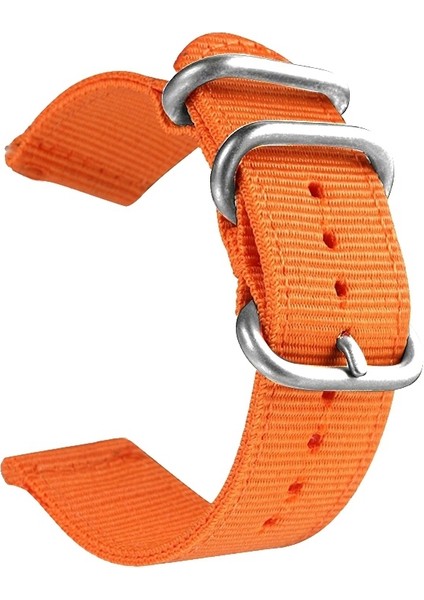 24 Mm Yıkanabilir Naylon Kanvas Kordonlu Saat Gümüş Yüzük Tokalı Turuncu (Yurt Dışından)