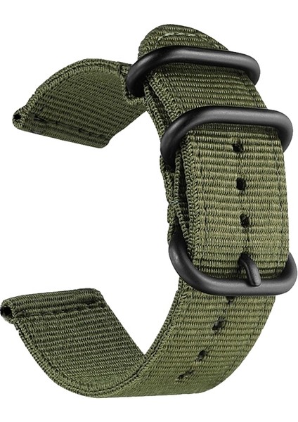 18 Mm Yıkanabilir Naylon Kanvas Kordonlu Saat Siyah Halka Tokalı Ordu Yeşili (Yurt Dışından)