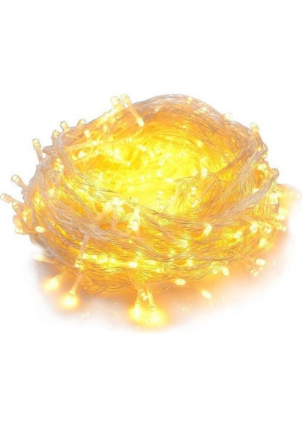 Yılbaşı Şeffaf Kablo 10M 100 Ampul LED Işık Sarı