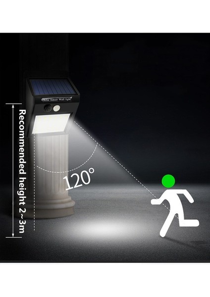 Fotoseli LED Lamba Işık Sensörlü Güneş Enerjili Solar Duvar Kapı Kamp Bahçe