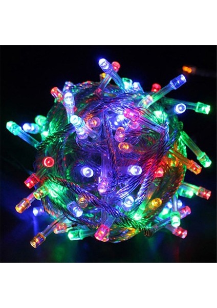 Partiyılbaşı Şeffaf Kablo 10M 100 Ampul LED Işık Renkli