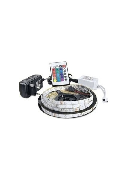 Rem Rem-Şerit LED Iç ve Dış Mekan 5 Metre Kumandalı Set Tak Çalıştır 16 Renk, 24 Tuşlu Kumanda, Adap