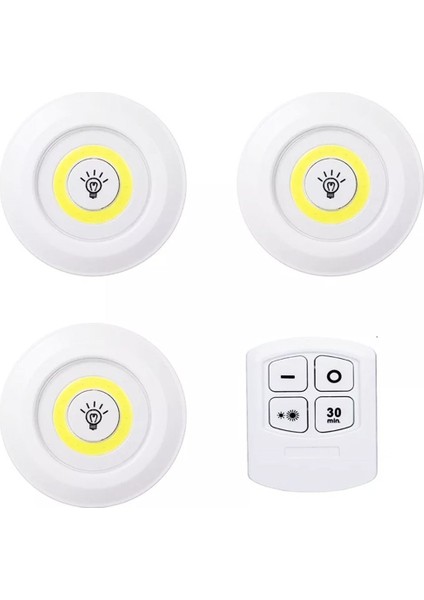 Tablopro 3lü Dekoratif Kablosuz Uzaktan Kumandalı Pilli WN-1186 Spot LED Lamba