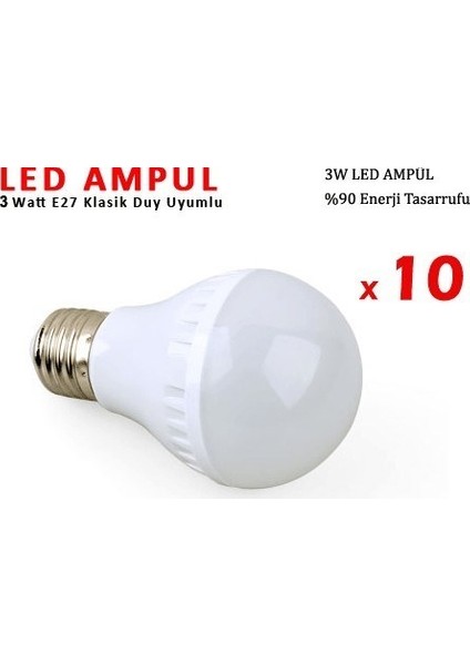 Wildlebend 3W Enerji Tasarruflu LED Ampul ( 10 Adet )