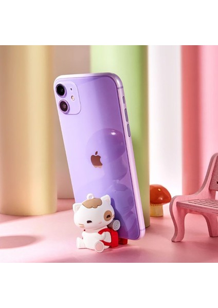 Sevimli Kedi Anahtarlıklı Telefon Standı Kırmızı modelleri