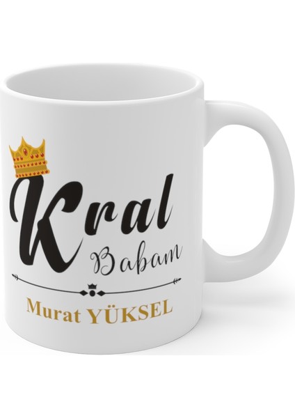 Babalar Günü Hediyesi , Resim ve Isim Yazılı Kral Babam Bardağı