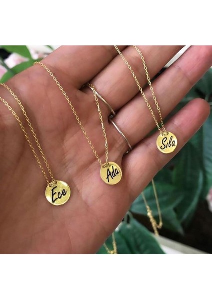 Mini Plaka Gold Isim Kolye