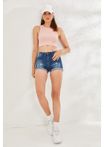 Kadın Sıfır Kol Kaşkorse Crop Bluz fiyatları