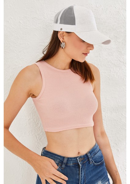 Kadın Sıfır Kol Kaşkorse Crop Bluz modelleri