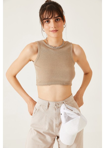 Kadın Sıfır Kol Kaşkorse Crop Bluz modelleri