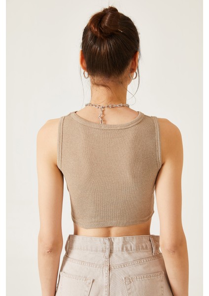 Kadın Sıfır Kol Kaşkorse Crop Bluz fırsatları
