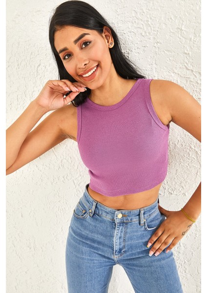 Kadın Sıfır Kol Kaşkorse Crop Bluz modelleri