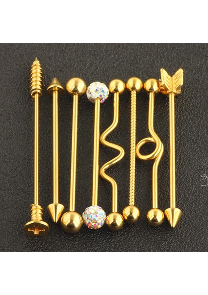 Adet Endüstriyel Piercing Topu Halter Kulak Bar Küpe 14G Kadınlar Altın (Yurt Dışından)