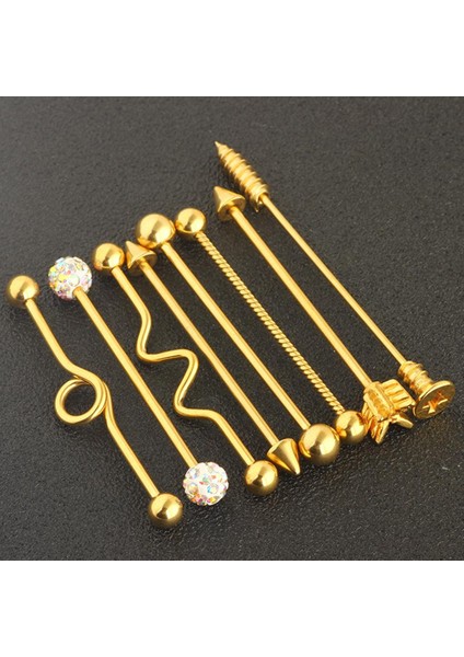 Adet Endüstriyel Piercing Topu Halter Kulak Bar Küpe 14G Kadınlar Altın (Yurt Dışından)