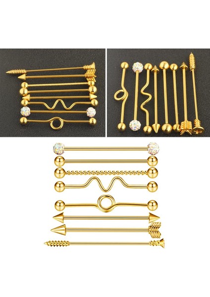 Adet Endüstriyel Piercing Topu Halter Kulak Bar Küpe 14G Kadınlar Altın (Yurt Dışından)