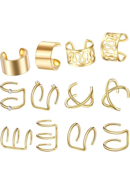 Parça Modern Kulak Manşet Karışık Stil Piercing Olmayan Küpe Erkekler Altın (Yurt Dışından)