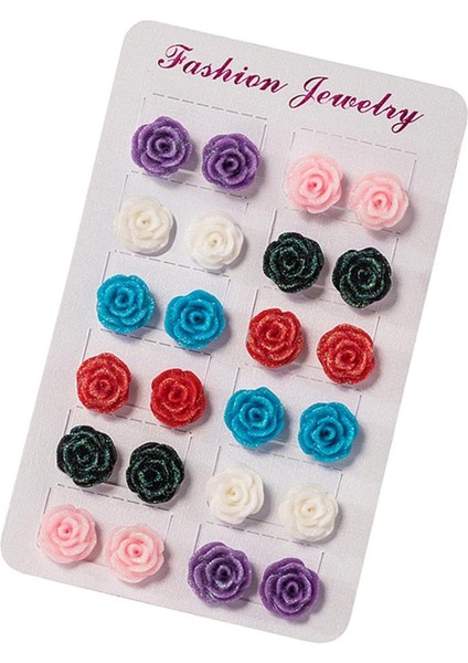 Çift Reçine Gül Çiçek Kulak Saplamaları Kadın Küpe Takı 6 Renk Sevimli (Yurt Dışından) fırsatları
