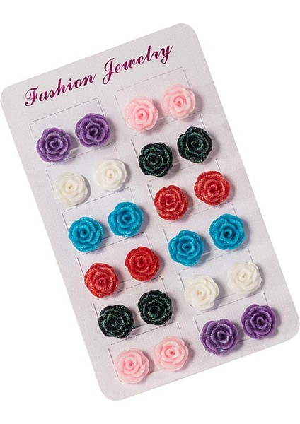 Çift Reçine Gül Çiçek Kulak Saplamaları Kadın Küpe Takı 6 Renk Sevimli (Yurt Dışından) indirimleri