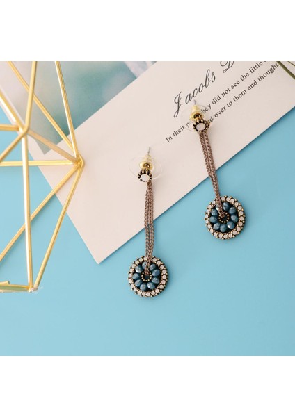 Kadınlar Vintage Crystal Long Dungle Stud Küpe Beyan Mücevher (Yurt Dışından)