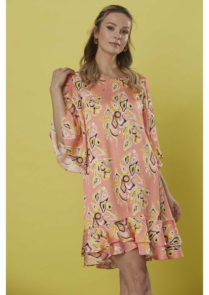 Etek Ucu Volanlı Truvakar Kol Elbise modelleri