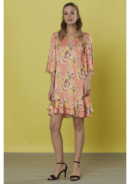 Etek Ucu Volanlı Truvakar Kol Elbise fiyatları