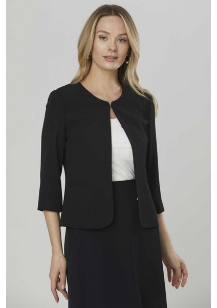 Sıfır Yaka Agraflı Çizgili Simli Ceket fiyatları