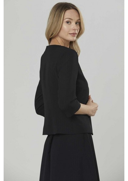 Sıfır Yaka Agraflı Çizgili Simli Ceket fırsatları