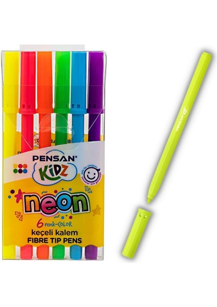 Keçeli Kalem Seti 6 Neon - 6 Pastel ve 12 Renk Jumbo Keçeli Kalem Pensan Keçeli Kalem 1 Paket