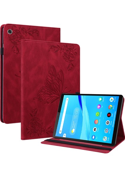 Lenovo Tab M8 Hd/m8 Fhd Kelebek Çiçek Tablet Kılıfı Için Kırmızı (Yurt Dışından)