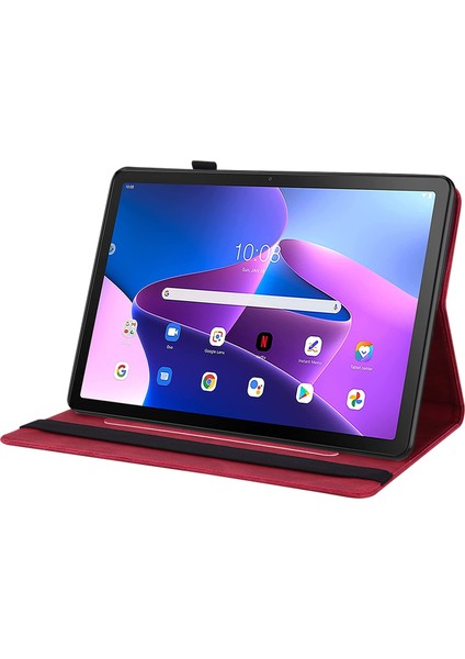 Lenovo Tab M10 Plus 10.6 3. Nesil Kelebek Çiçek Tablet Kılıf Için Kırmızı (Yurt Dışından)