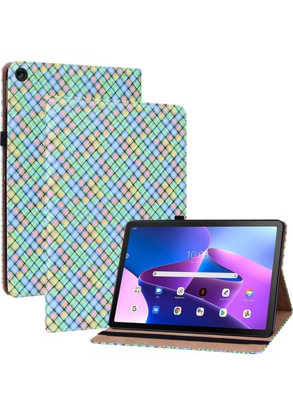 Lenovo Tab M10 Plus 10.6 3. Nesil Renkli Dokuma Deri Tablet Kılıf Için Kırmızı Gül (Yurt Dışından)