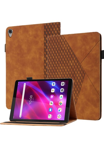 Lenovo Tab M8 (3. Nesil) Için Rhombus Deri Kılıf Kırmızı (Yurt Dışından)