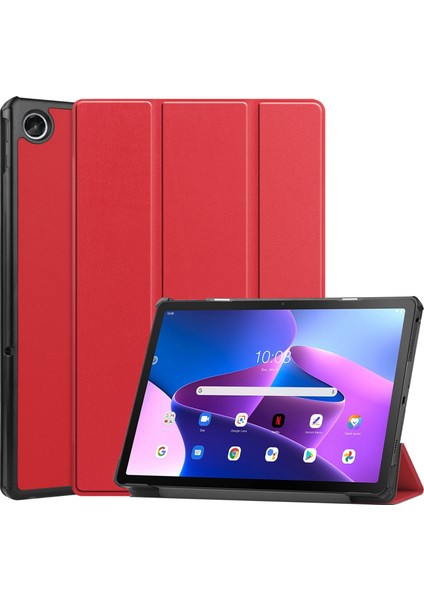 Lenovo M10 Plus 2022 Için 3 Katlı Tutucu Tablet Kılıfı Mor (Yurt Dışından)