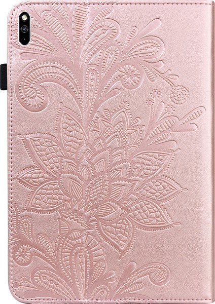 Huawei Matepad Pro 10.8 2021 / 2019 Için Dantel Çiçek Pu Kılıf Mor (Yurt Dışından)