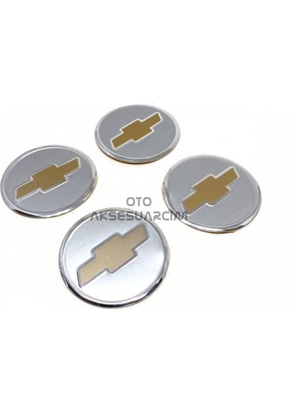 Chowrolet Gri Alüminyum Yapıştırma Jant Göbeği 4 Lü 60MM