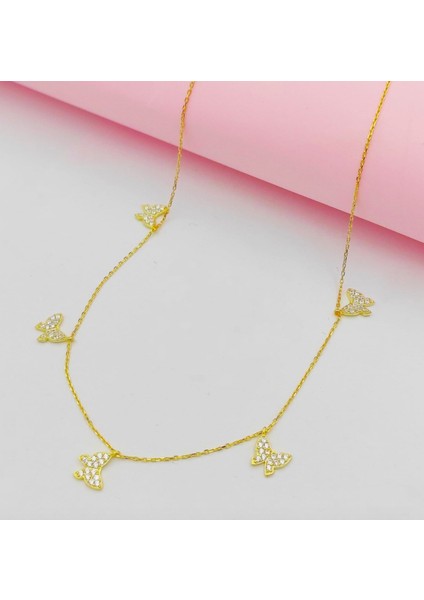 Gold Kelebek 925 Ayar Gümüş Kolye