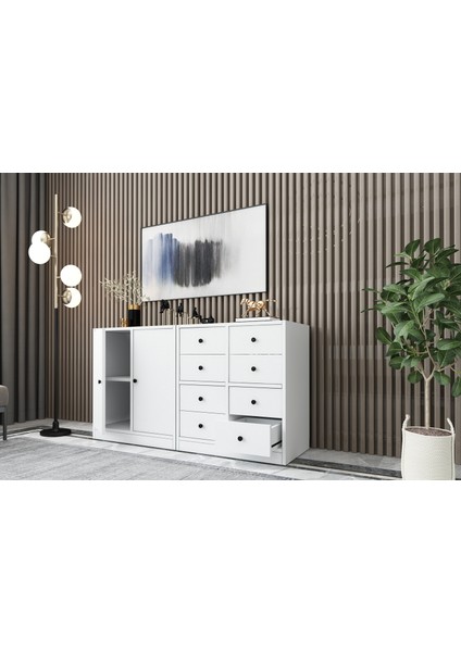 Dolapli Çekmeceli Konsol Beyaz 130 cm KNS-1040-Ç modelleri