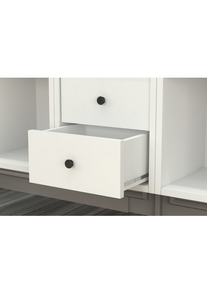 Dolapli Çekmeceli Vitrin Beyaz 65 cm VTR-1019-Ç modelleri