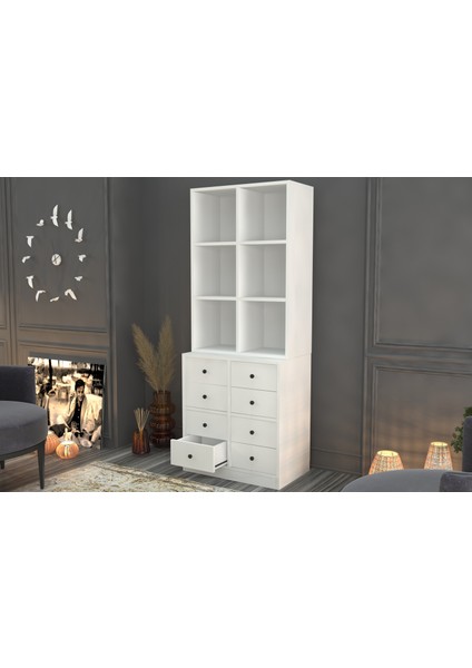Rafli Çekmeceli Vitrin Beyaz 65 cm VTR-1015-Ç fiyatları