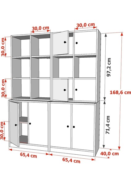 Rafli Dolapli Vitrin Beyaz 130 cm VTR-1024-Ç fırsatları