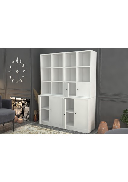 Rafli Dolapli Vitrin Beyaz 130 cm VTR-1023-Ç fiyatları